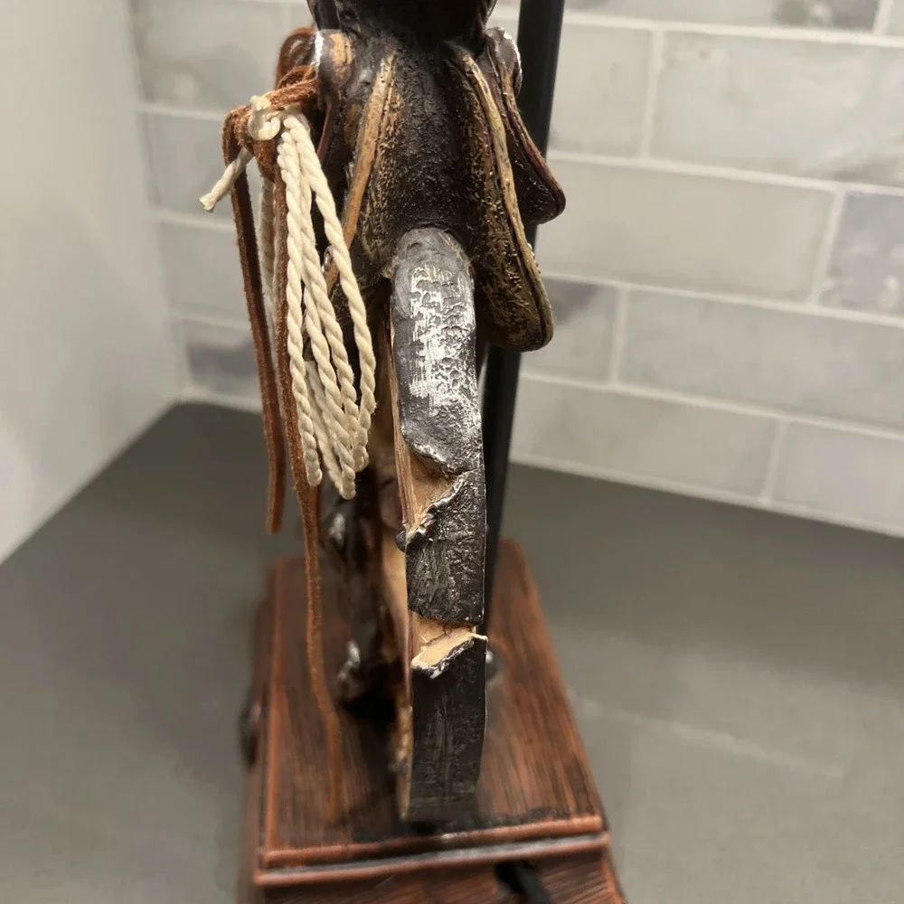 Western vintage Saddle Lamp rope on the saddle, sitting on a wheel/NO LAMP SHADE
